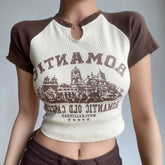 Romantic Top With Round Neck And Print